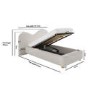 Cream Textured Fabric Single Ottoman Bed with Wide Curved Headboard - Aria