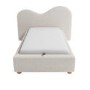 Cream Textured Fabric Single Ottoman Bed with Wide Curved Headboard - Aria