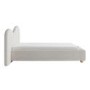 Cream Textured Fabric Single Ottoman Bed with Wide Curved Headboard - Aria