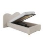 Cream Fabric Single Ottoman Bed with Wide Curved Headboard - Aria