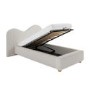 Cream Textured Fabric Single Ottoman Bed with Wide Curved Headboard - Aria