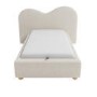 Cream Fabric Single Ottoman Bed with Wide Curved Headboard - Aria