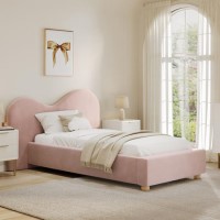 Pink Velvet Single Ottoman Bed with Wide Curved Headboard - Aria Pink Velvet Single Ottoman Bed with Wide Curved Headboard - Aria