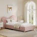 Pink Velvet Single Ottoman Bed with Wide Curved Headboard - Aria