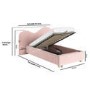 Pink Velvet Single Ottoman Bed with Wide Curved Headboard - Aria