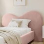 Pink Velvet Single Ottoman Bed with Wide Curved Headboard - Aria