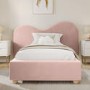 Pink Velvet Single Ottoman Bed with Wide Curved Headboard - Aria