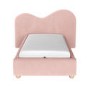 Pink Velvet Single Ottoman Bed with Wide Curved Headboard - Aria