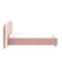Pink Velvet Single Ottoman Bed with Wide Curved Headboard - Aria