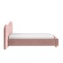 Pink Velvet Single Ottoman Bed with Wide Curved Headboard - Aria