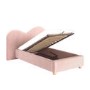 Pink Velvet Single Ottoman Bed with Wide Curved Headboard - Aria