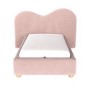 Pink Velvet Single Ottoman Bed with Wide Curved Headboard - Aria