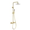 Brushed Brass Thermostatic Mixer Shower with Round Overhead &amp; Pencil Hand Shower - Arissa
