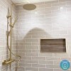 Brushed Brass Thermostatic Mixer Shower with Round Overhead &amp; Pencil Hand Shower - Arissa