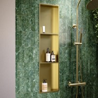 GRADE A1 - Brass Shower Niche with Shelves 305 x 1210mm