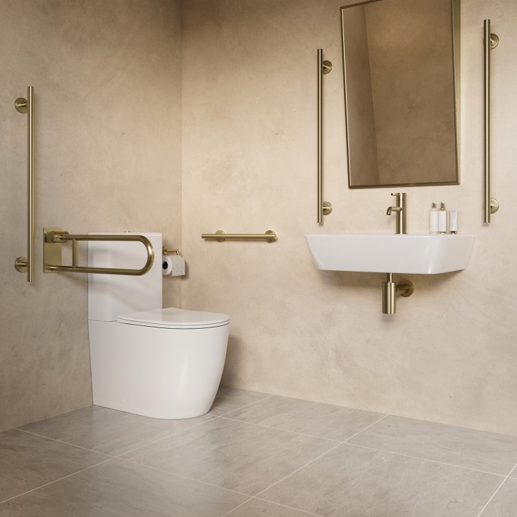 Brass Bathroom Grab Rail 350 x 77mm - Arissa