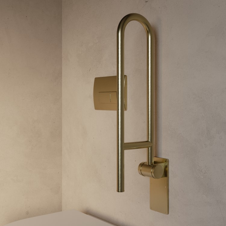 Brass Folding Bathroom Grab Rail 600 x 160mm - Arissa