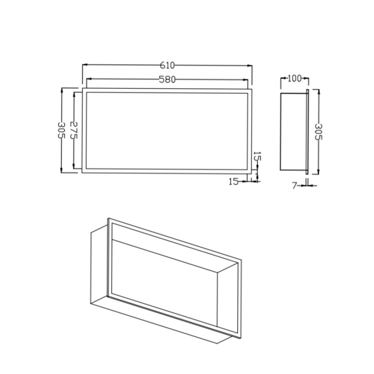 GRADE A1 - Brass Shower Niche 610 x 305mm - Arissa