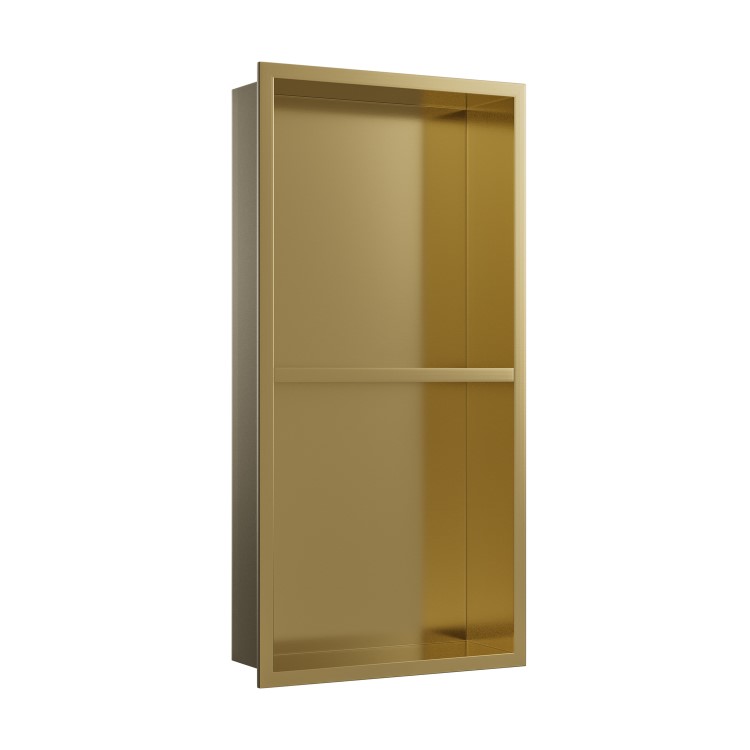 ONLY OPENED - Brushed Brass Shower Niche With Shelf 610 x 305mm- Arissa