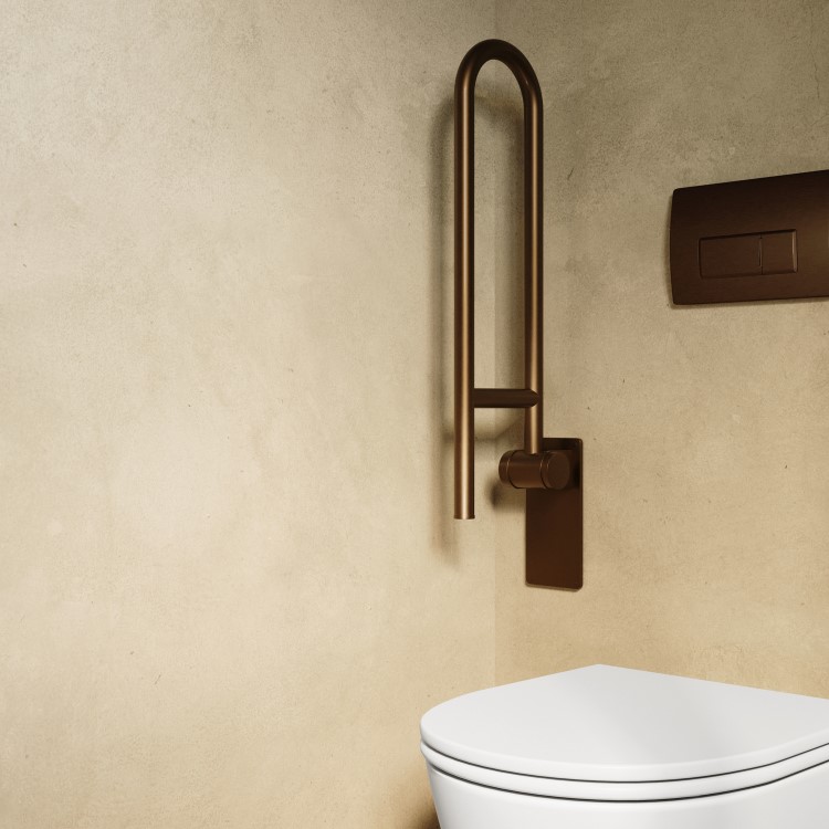 GRADE A1 - Bronze Folding Bathroom Grab Rail 600 x 160mm - Arissa