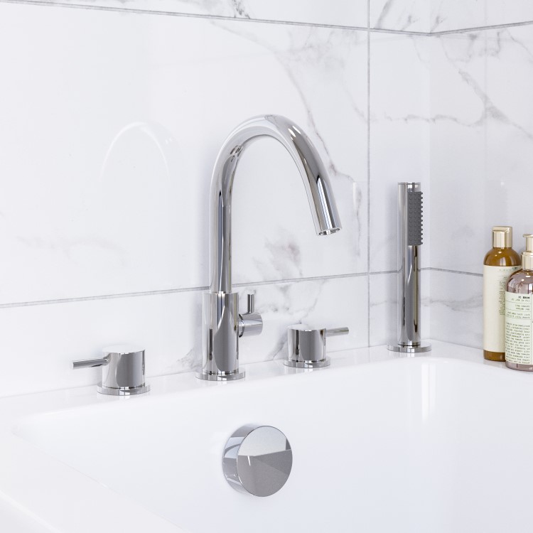 GRADE A1 - Chrome 4 Hole Bath Shower Mixer Tap - Arissa