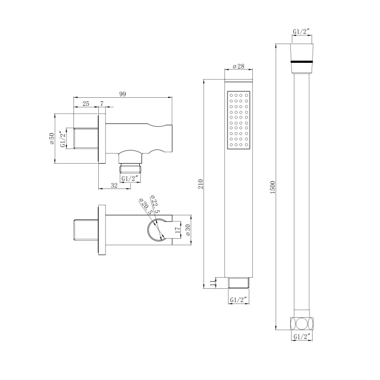 ONLY OPENED - Chrome Bracket With Hose - Arissa