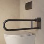 Gunmetal Grey Folding Bathroom Grab Rail 600 x 160mm - Arissa
