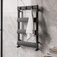 Black Towel Radiator with Hooks 800 x 500mm - Arizona