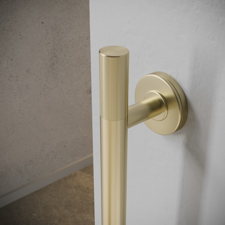 GRADE A1 - Brass Knurled Bathroom Grab Rail 450 x 77mm - Arissa