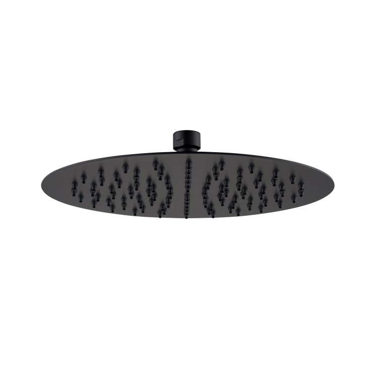 Black 250mm Round Rainfall Shower Head - Arissa