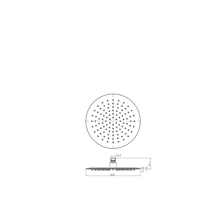ONLY OPENED - Black 250mm Round Rainfall Shower Head - Arissa