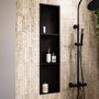 GRADE A1 - Black Shower Niche with Shelves 305 x 1210mm - Arissa