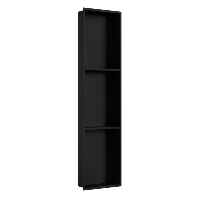 GRADE A1 - Black Shower Niche with Shelves 305 x 1210mm - Arissa