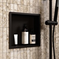 GRADE A1 - Black Shower Niche 305 x 305mm - Arissa