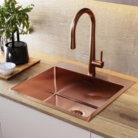 Copper Single Bowl Inset Stainless Steel Kitchen Sink with Tap Deck - Enza Aria