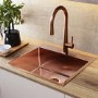 Copper Single Bowl Inset Stainless Steel Kitchen Sink with Tap Deck - Enza Aria