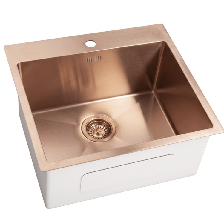 Copper Single Bowl Inset Stainless Steel Kitchen Sink with Tap Deck - Enza Aria