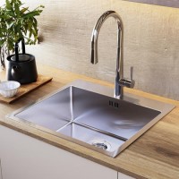 Single Bowl Inset Chrome Stainless Steel Kitchen Sink - Enza Aria