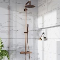 Brushed Bronze Thermostatic Bar Mixer Shower Set with Slide Rail Kit & Pencil Hand Shower - Arissa Brushed Bronze Thermostatic Bar Mixer Shower Set with Slide Rail Kit & Pencil Hand Shower - Arissa