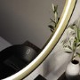 Round Black & Brass Heated Bathroom Mirror with Lights 600mm - Arlo
