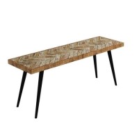 Large Herringbone Mango Wood Dining Bench - Seats 2 - Arno
