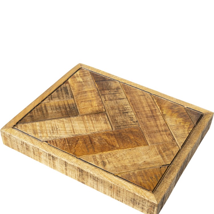 Large Herringbone Mango Wood Dining Bench - Seats 2 - Arno