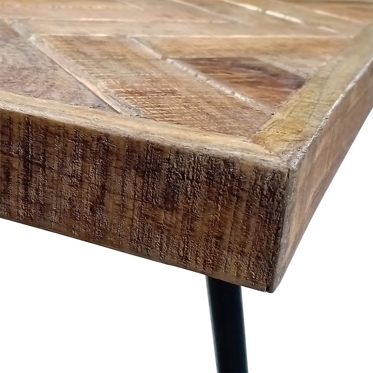 Large Herringbone Mango Wood Dining Bench - Seats 2 - Arno