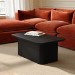Large Rectangular Black Wooden Coffee Table With Storage - Ari