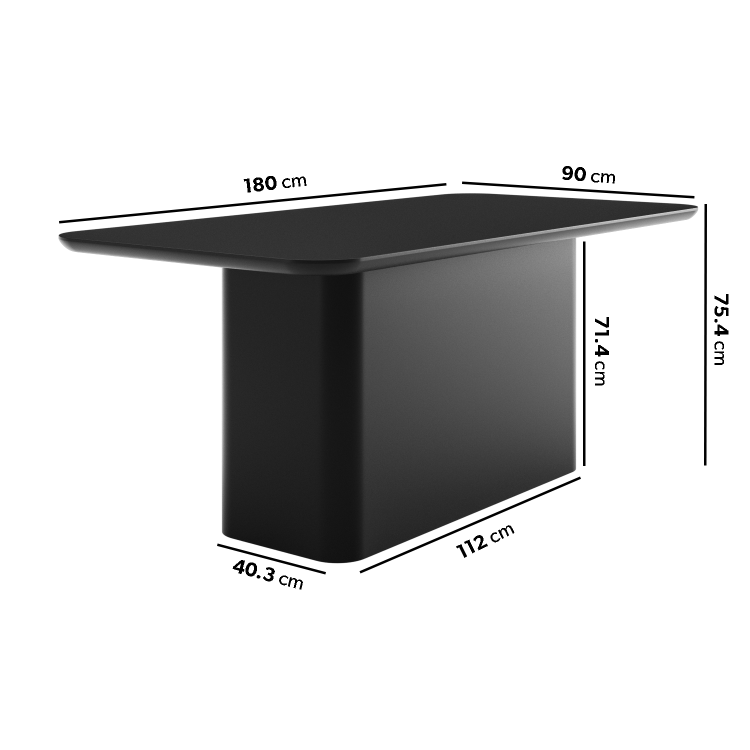 Black Wooden Rectangular Dining Table Set with 4 Brass Detail Black Curved Chairs - Ari