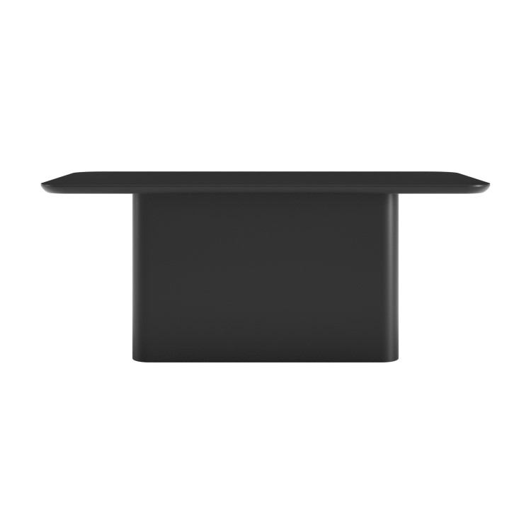 Black Wooden Rectangular Dining Table Set with 4 Brass Detail Black Curved Chairs - Ari