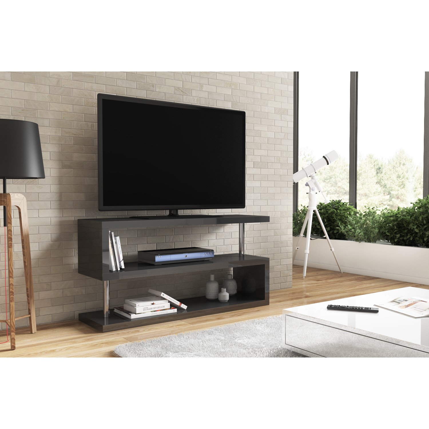 Artemis Large Grey High Gloss Geometric TV Unit Stand - Page 1 ...