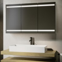 Refurbished Triple Door Mirrored Bathroom Cabinet with Lights Demister & Socket 1200 x 800mm - Artemis