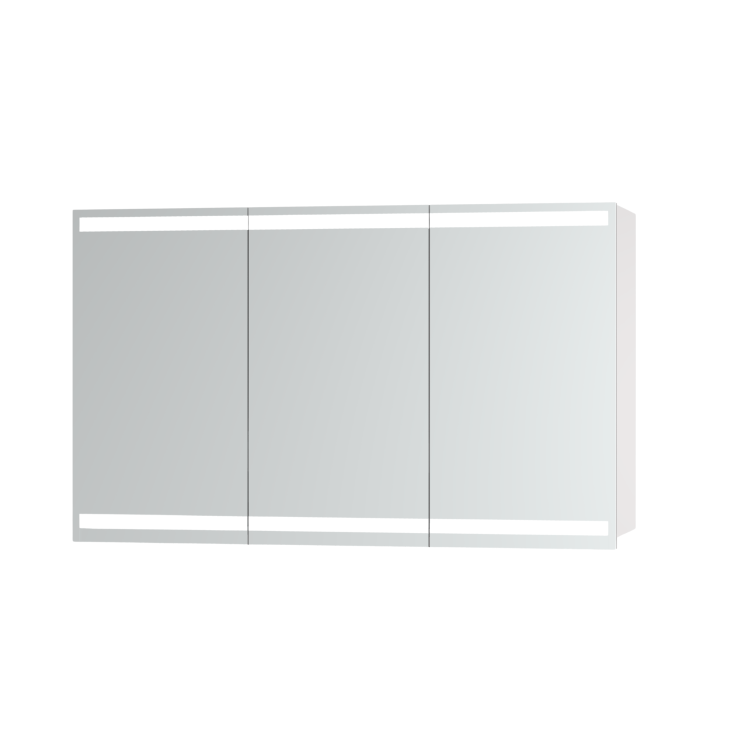 Refurbished Triple Door Mirrored Bathroom Cabinet with Lights Demister & Socket 1200 x 800mm - Artemis