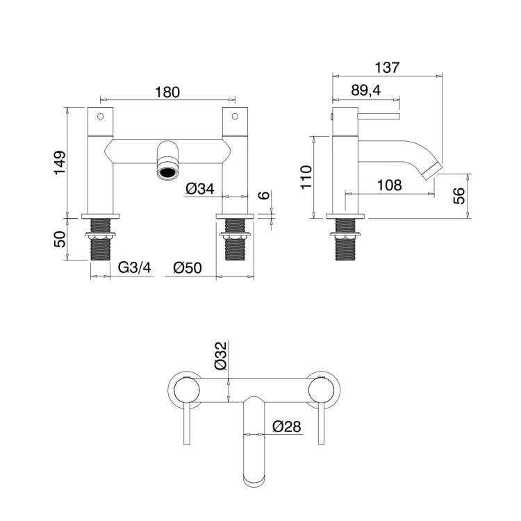 GRADE A1 - Brushed Bronze Bath Mixer Tap - Arissa